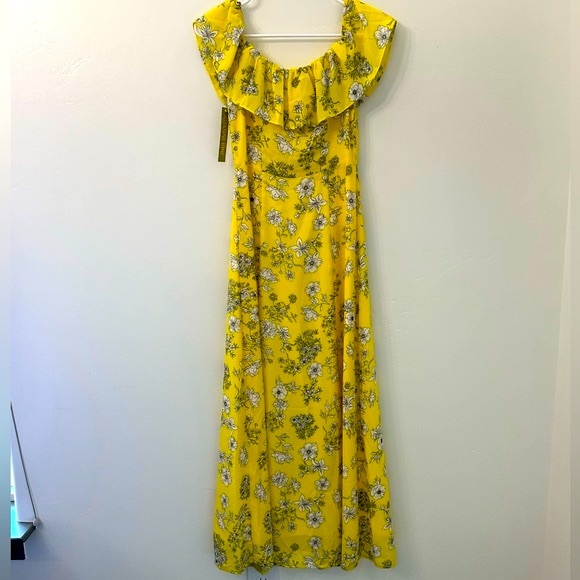 NWT Gianni Bini Aida Floral Print Off-the-Shoulder Button Front Midi Dress Sz XS - Picture 3 of 13